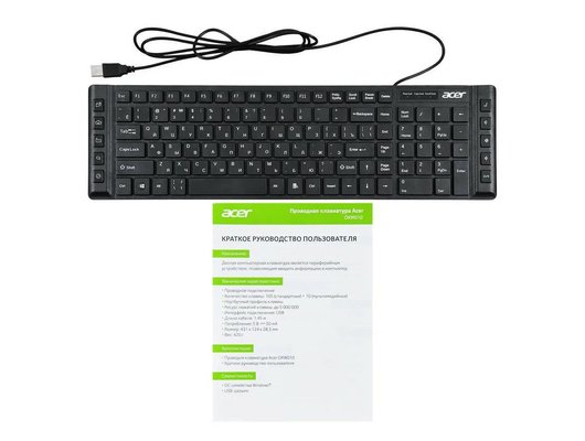 Клавиатура проводная Acer OKW010 черный slim (ZL.KBDEE.002)